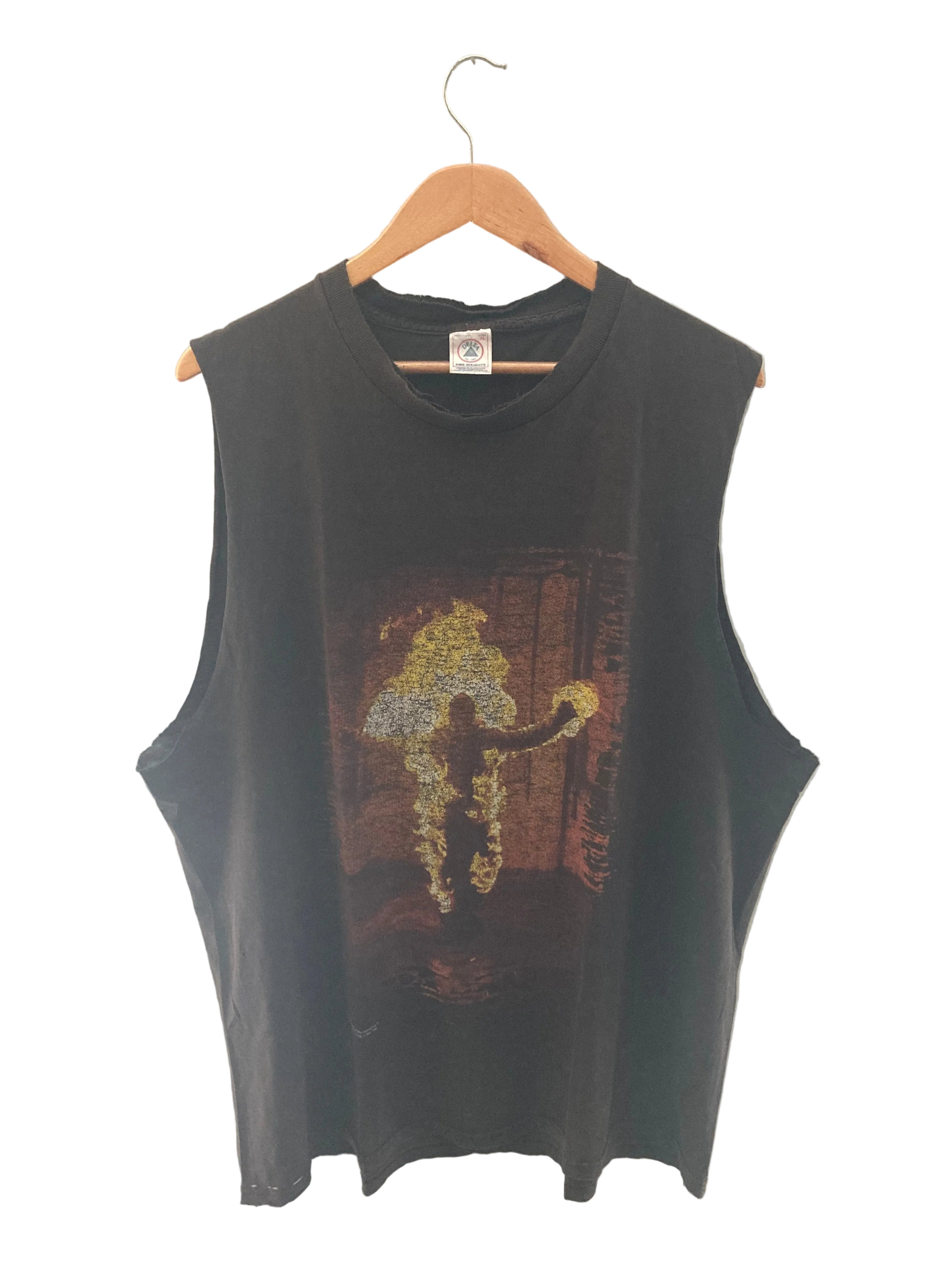 1990s Rammstein burning man cut off tee XL